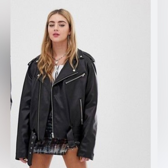 Reclaimed Vintage Jackets & Blazers - Reclaimed Vintage Oversize Leather Biker Jacket